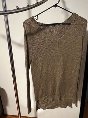 BECOOL Olive Green Scoop Neck Lightweight Knit Sweater